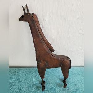 Vintage hand made metal Llama standing 16in tall
